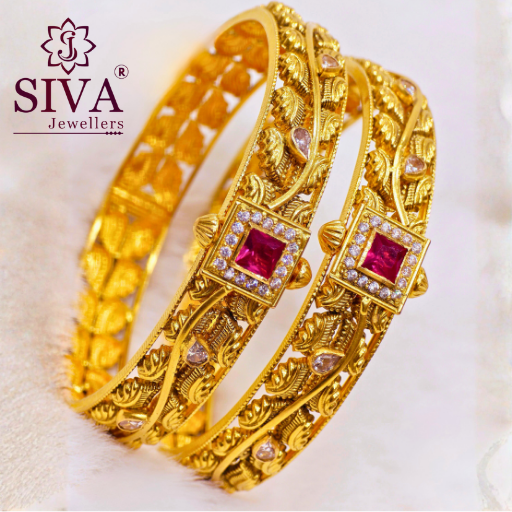 Bridal Antique Bangles 38.620gram Size_2.5_16 Screw Patterns